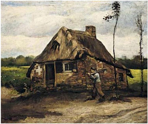 Cottage with peasant, Vincent van Gogh, 1885