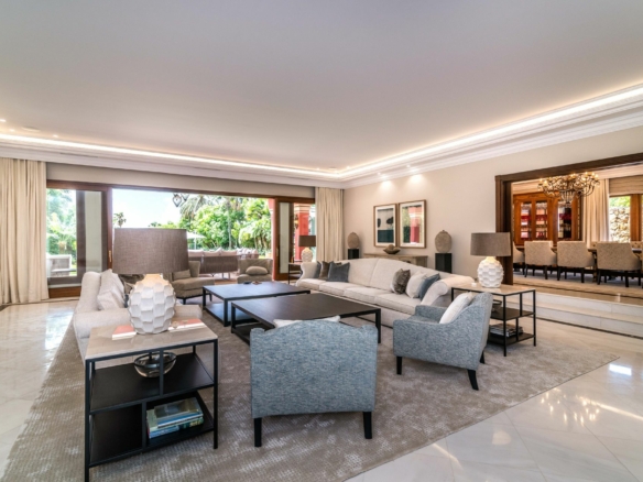 Golden mile (Marbella) – Palatial Mansion- 1st line Beach – For rent – Sleeps 26