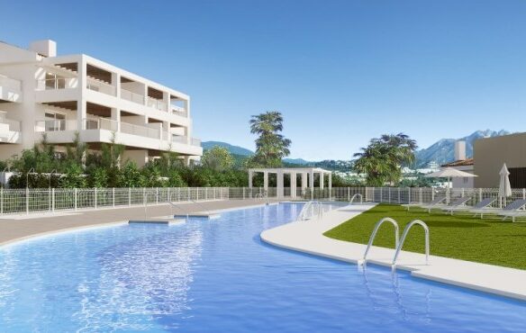 For sale: Modern off-plan development in Benahavis, nestled atop a large hilltop community with sweeping sea views, multiple pools & gated security. 🏞️🏊‍♂️