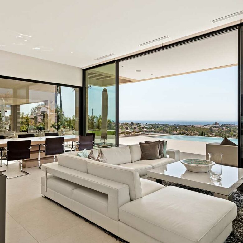 Nueva Andalucia modern villa blends ultra-contemporary design, large Super Cars Garage – Sea views Marbella, Spain 🇪🇸