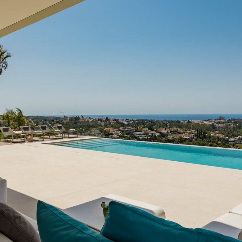 Nueva Andalucia modern villa blends ultra-contemporary design, large Super Cars Garage – Sea views Marbella, Spain 🇪🇸