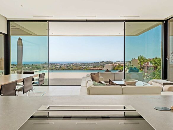 Nueva Andalucia modern villa blends ultra-contemporary design, large Super Cars Garage – Sea views Marbella, Spain 🇪🇸