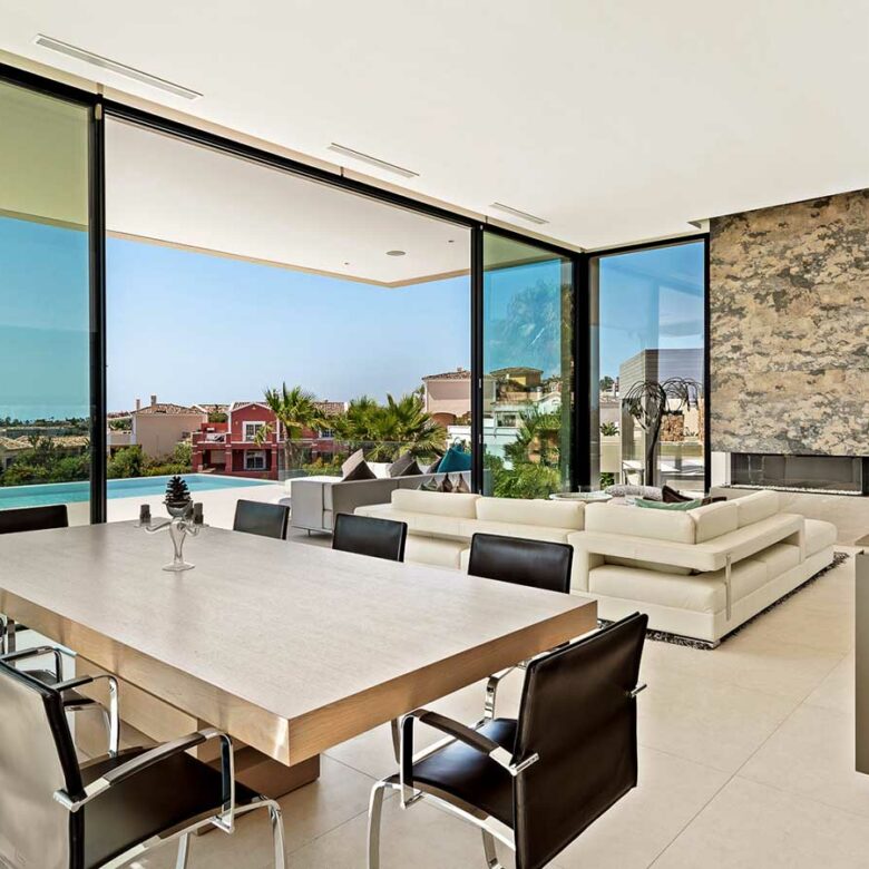 Nueva Andalucia modern villa blends ultra-contemporary design, large Super Cars Garage – Sea views Marbella, Spain 🇪🇸