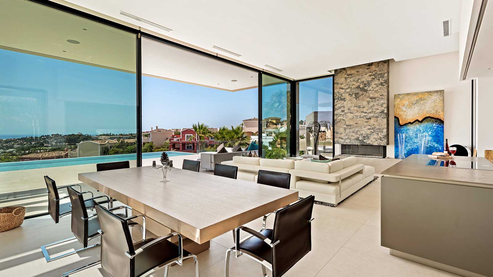 Nueva Andalucia modern villa blends ultra-contemporary design, large Super Cars Garage – Sea views Marbella, Spain 🇪🇸