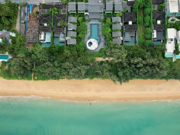 luxury coastal villa aerial