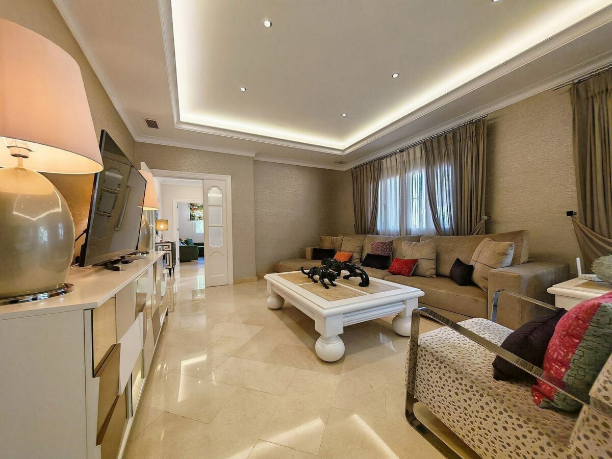 Spacious south-west facing villa with pool steps from the beach in Elviria, Marbella