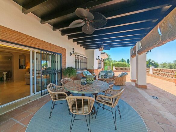 Spacious south-west facing villa with pool steps from the beach in Elviria, Marbella