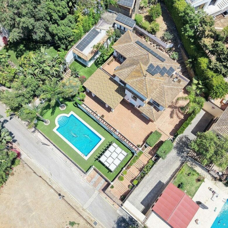 Spacious south-west facing villa with pool steps from the beach in Elviria, Marbella