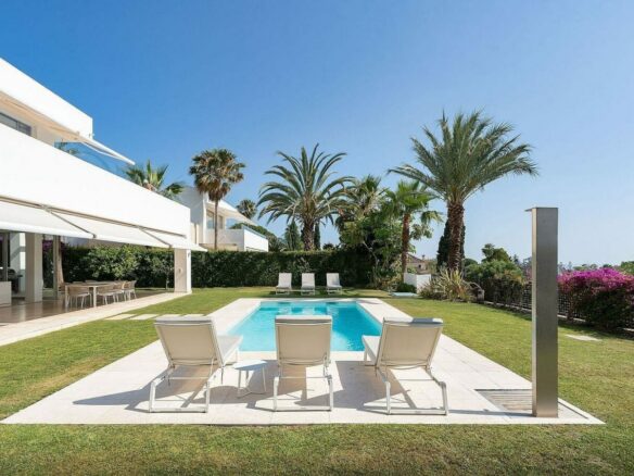 West-facing contemporary villa with pool in a gated community, Rio Real, Marbella East
