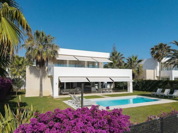 West-facing contemporary villa with pool in a gated community, Rio Real, Marbella East