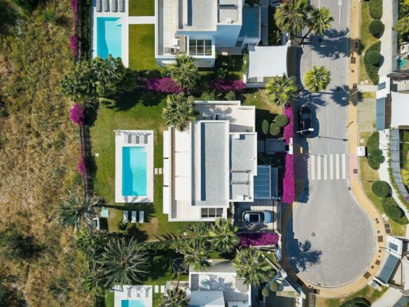 West-facing contemporary villa with pool in a gated community, Rio Real, Marbella East