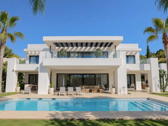 FOR SALE 🏡 Brand-New Six-Bedroom Contemporary Villa with Heated Pool in a Gated Community – Nueva Andalucía, Marbella 🇪🇸