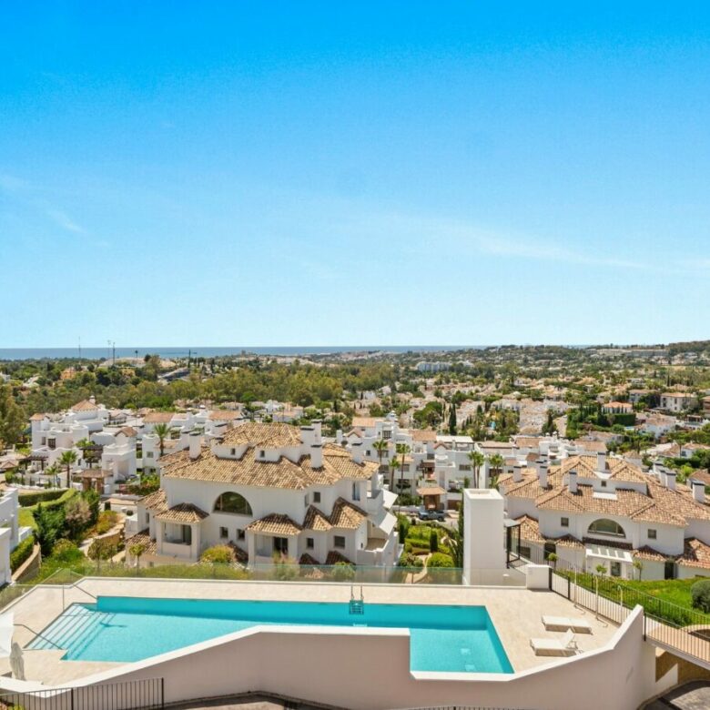 View over the gated community towards the sea