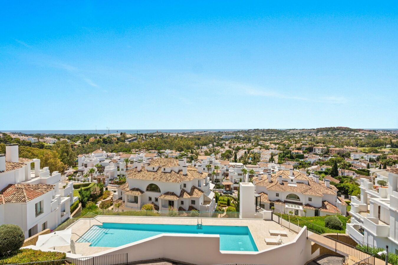 View over the gated community towards the sea