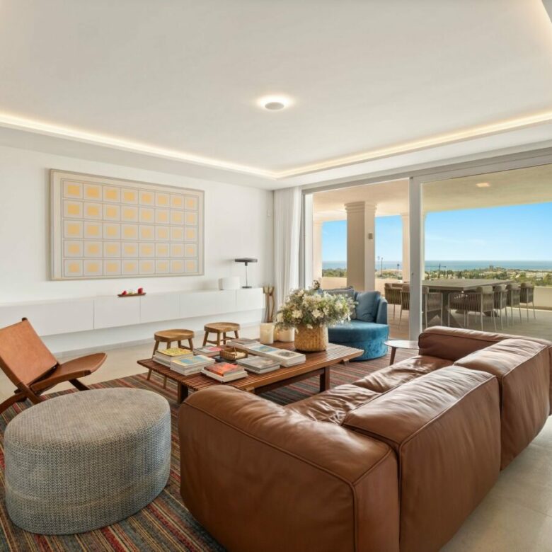 Living room with floor-to-ceiling windows