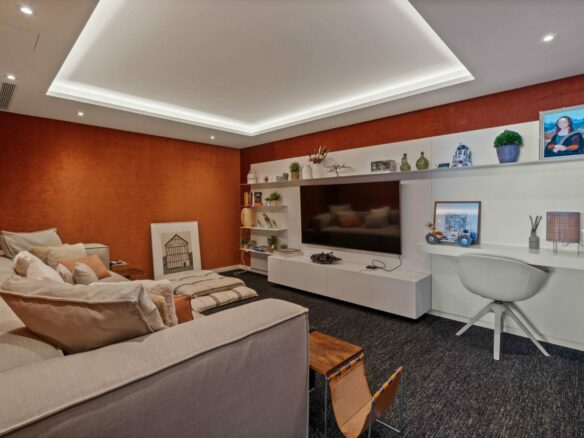 Family lounge with media wall