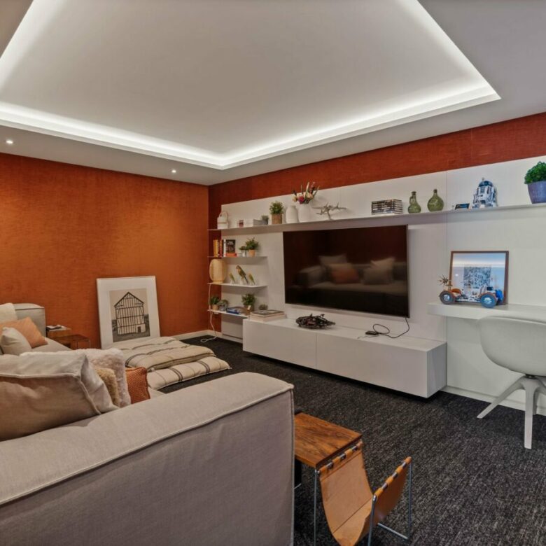 Family lounge with media wall