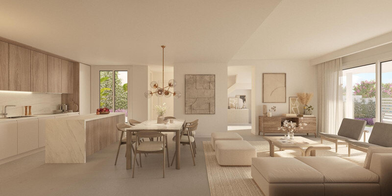 FOR SALE 🏡 Brand-New Three-Bedroom Townhouse 200 m from the Beach with Sea Views – Elviria, Marbella East 🇪🇸