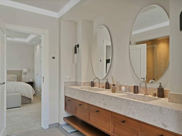 Master en-suite bathroom with double vanity in the Lorea Playa villa