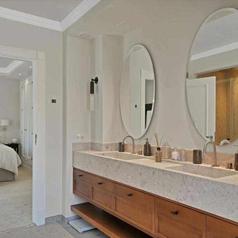 Master en-suite bathroom with double vanity in the Lorea Playa villa