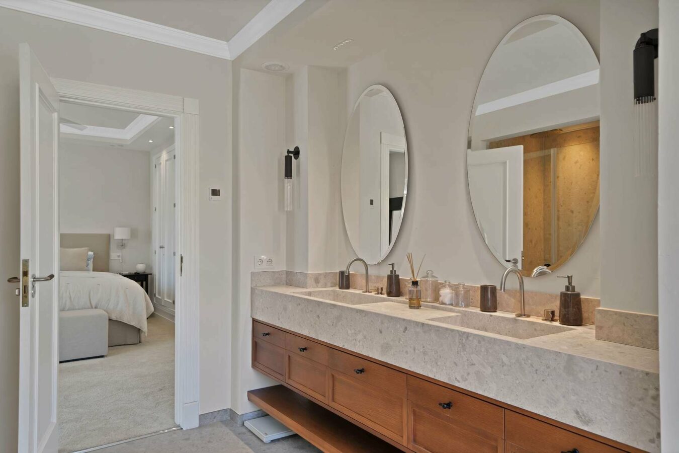 Master en-suite bathroom with double vanity in the Lorea Playa villa