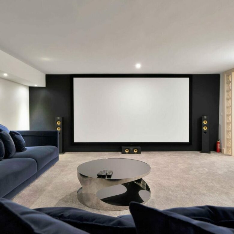 Home cinema room in the basement of the Lorea Playa villa, Puerto Banús