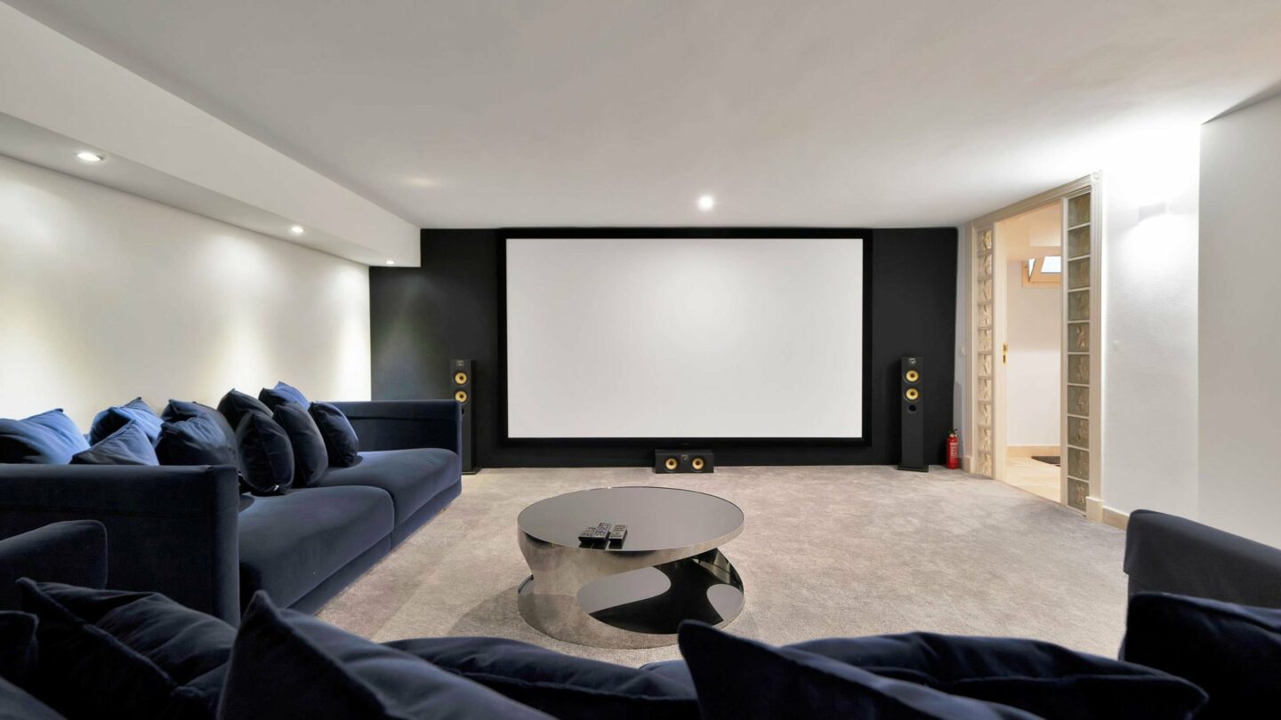 Home cinema room in the basement of the Lorea Playa villa, Puerto Banús