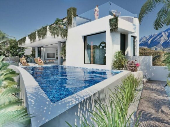 FOR SALE 🏡 Sea-View Plot with Licensed Contemporary Villa Design – Los Naranjos, Nueva Andalucía, Marbella 🇪🇸