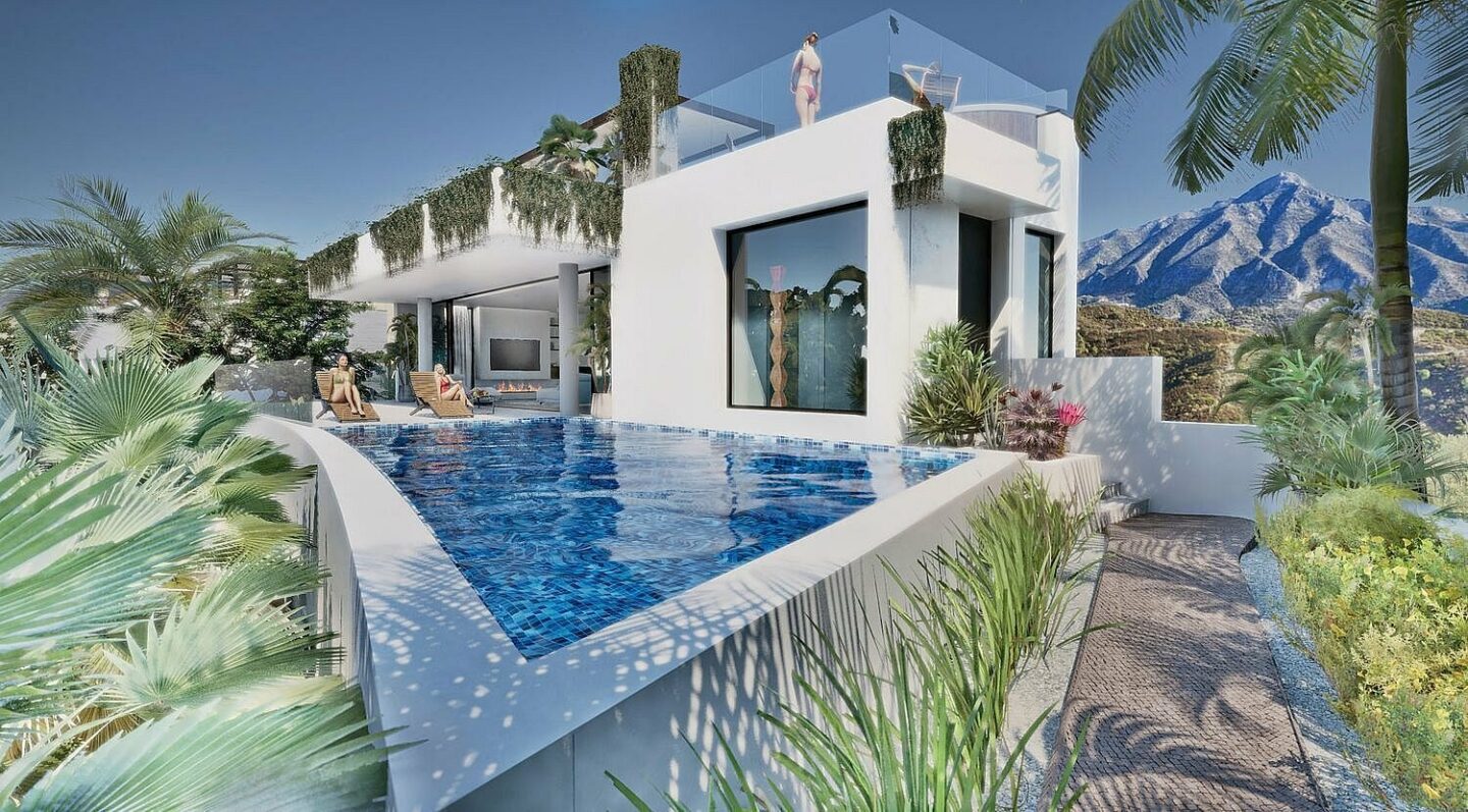 FOR SALE 🏡 Sea-View Plot with Licensed Contemporary Villa Design – Los Naranjos, Nueva Andalucía, Marbella 🇪🇸