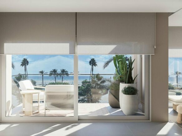 FOR SALE 🏡 Renovated Frontline Beach Apartment with Sea Views and Two Terraces – Estepona Town 🇪🇸