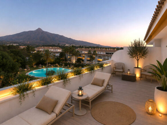 FOR SALE 🏡 Renovated Three-Bedroom Corner Penthouse with 96 m² of Terraces near Puerto Banús – Nueva Andalucía, Marbella 🇪🇸
