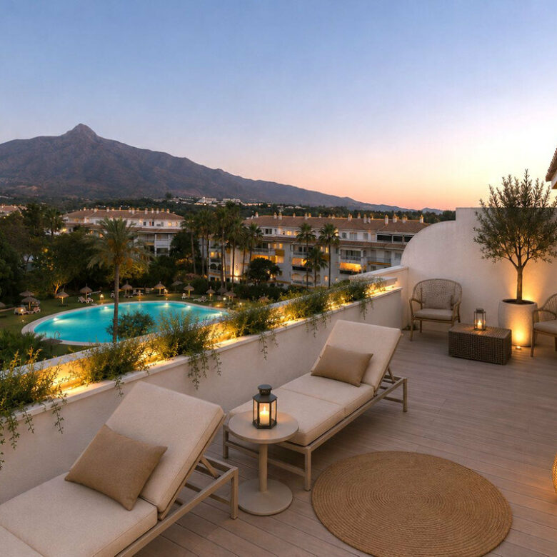 FOR SALE 🏡 Renovated Three-Bedroom Corner Penthouse with 96 m² of Terraces near Puerto Banús – Nueva Andalucía, Marbella 🇪🇸