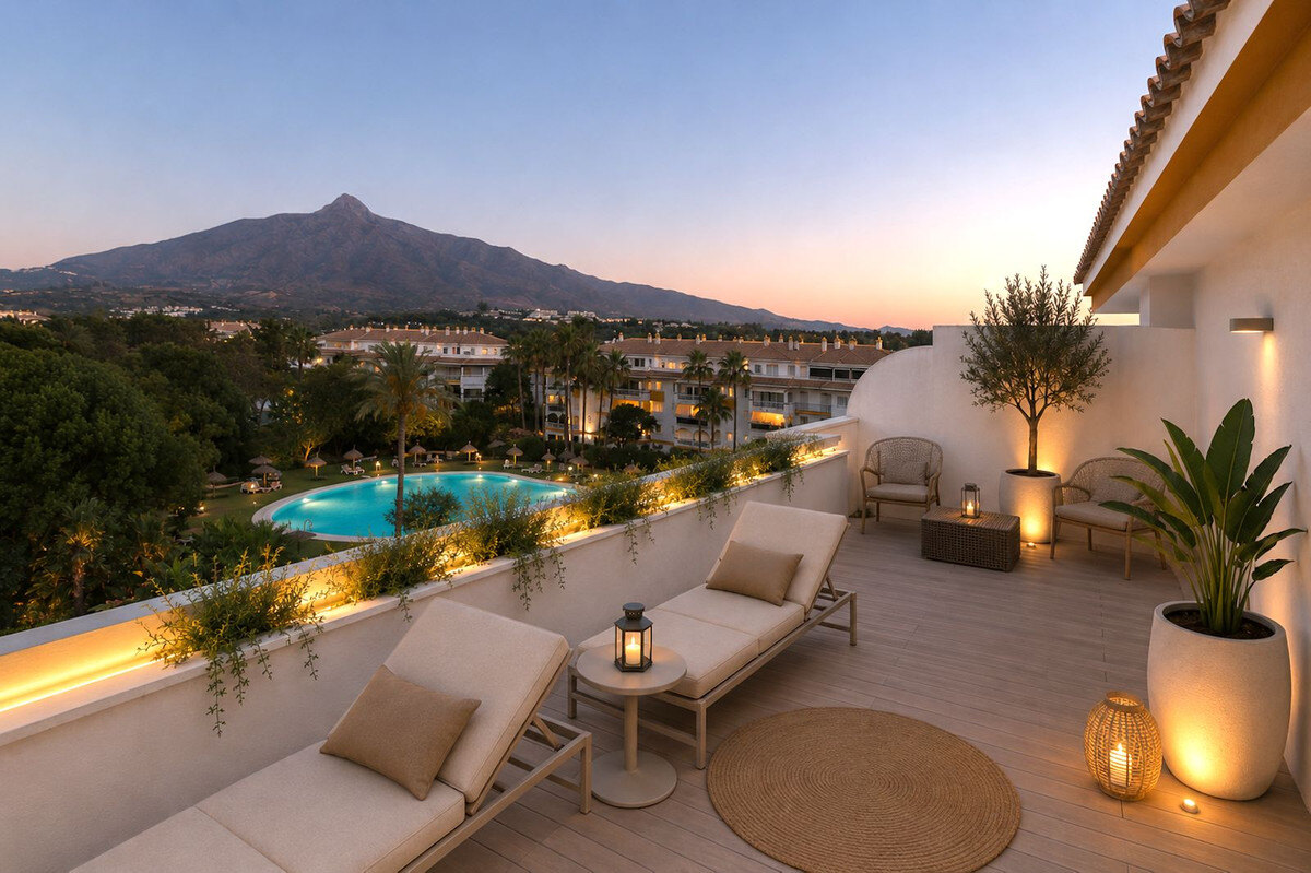 FOR SALE 🏡 Renovated Three-Bedroom Corner Penthouse with 96 m² of Terraces near Puerto Banús – Nueva Andalucía, Marbella 🇪🇸