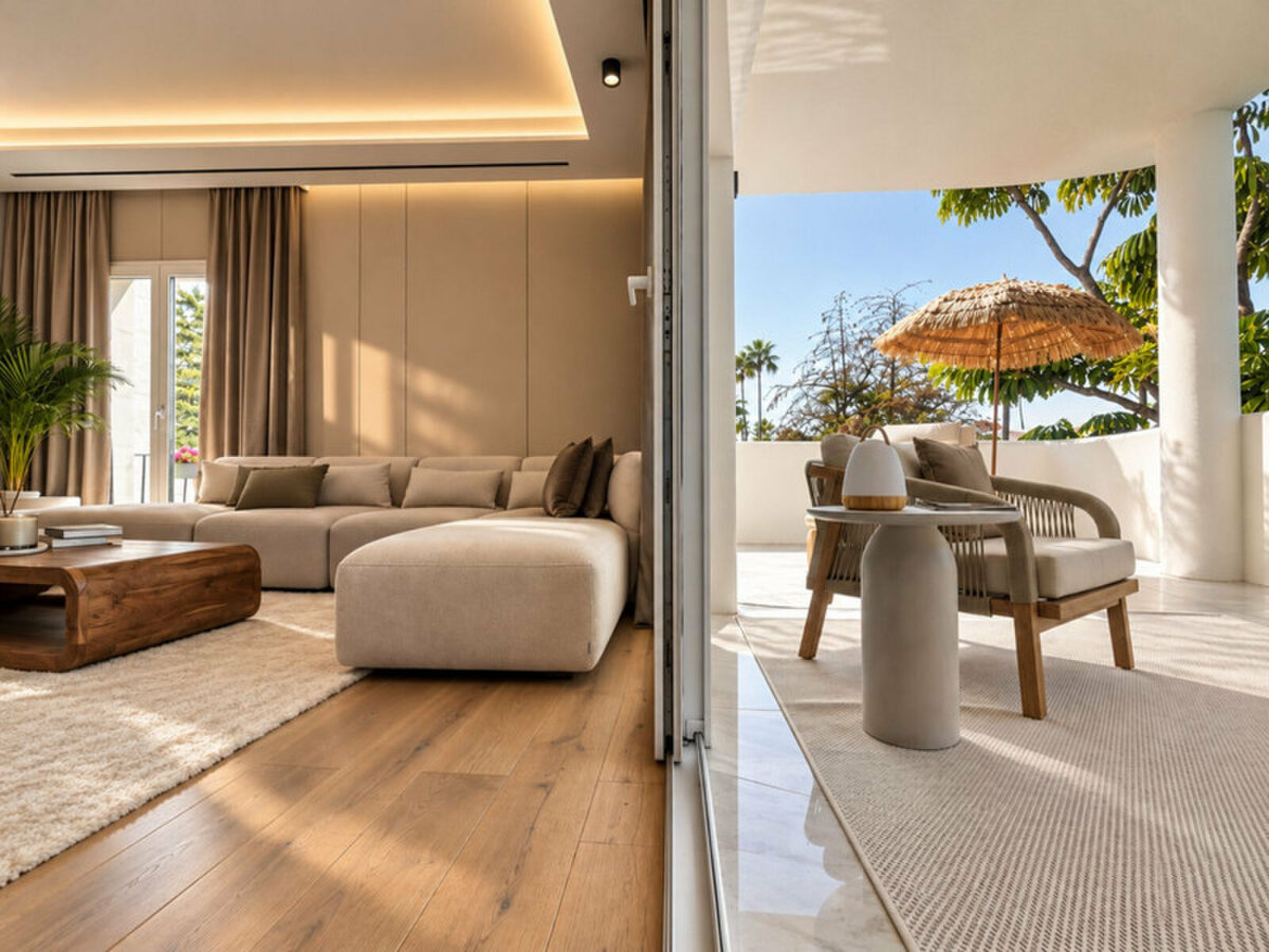 FOR SALE 🏡 Renovated Three-Bedroom Apartment with Terrace in a Gated Community – Nagüeles, Golden Mile, Marbella 🇪🇸