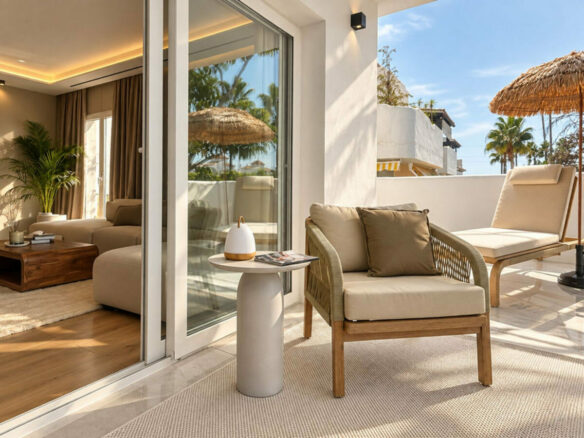 FOR SALE 🏡 Renovated Three-Bedroom Apartment with Terrace in a Gated Community – Nagüeles, Golden Mile, Marbella 🇪🇸