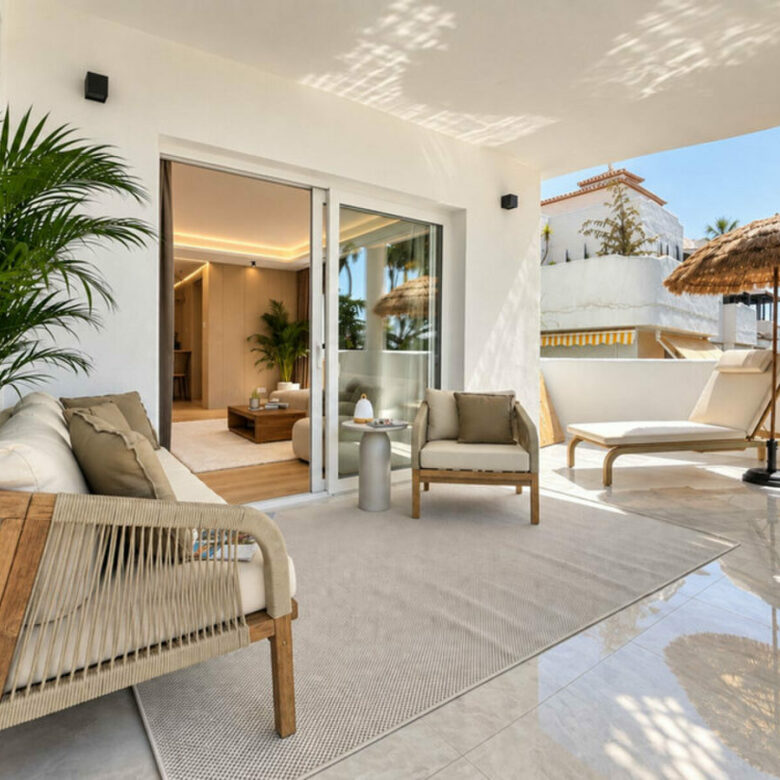 FOR SALE 🏡 Renovated Three-Bedroom Apartment with Terrace in a Gated Community – Nagüeles, Golden Mile, Marbella 🇪🇸